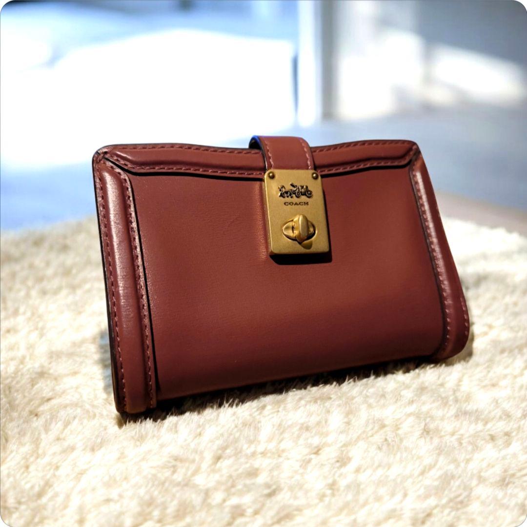 【美品】 COACH コーチ ハットンウォレット 二つ折り財布 ワインレッド