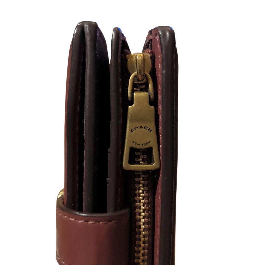 【美品】 COACH コーチ ハットンウォレット 二つ折り財布 ワインレッド