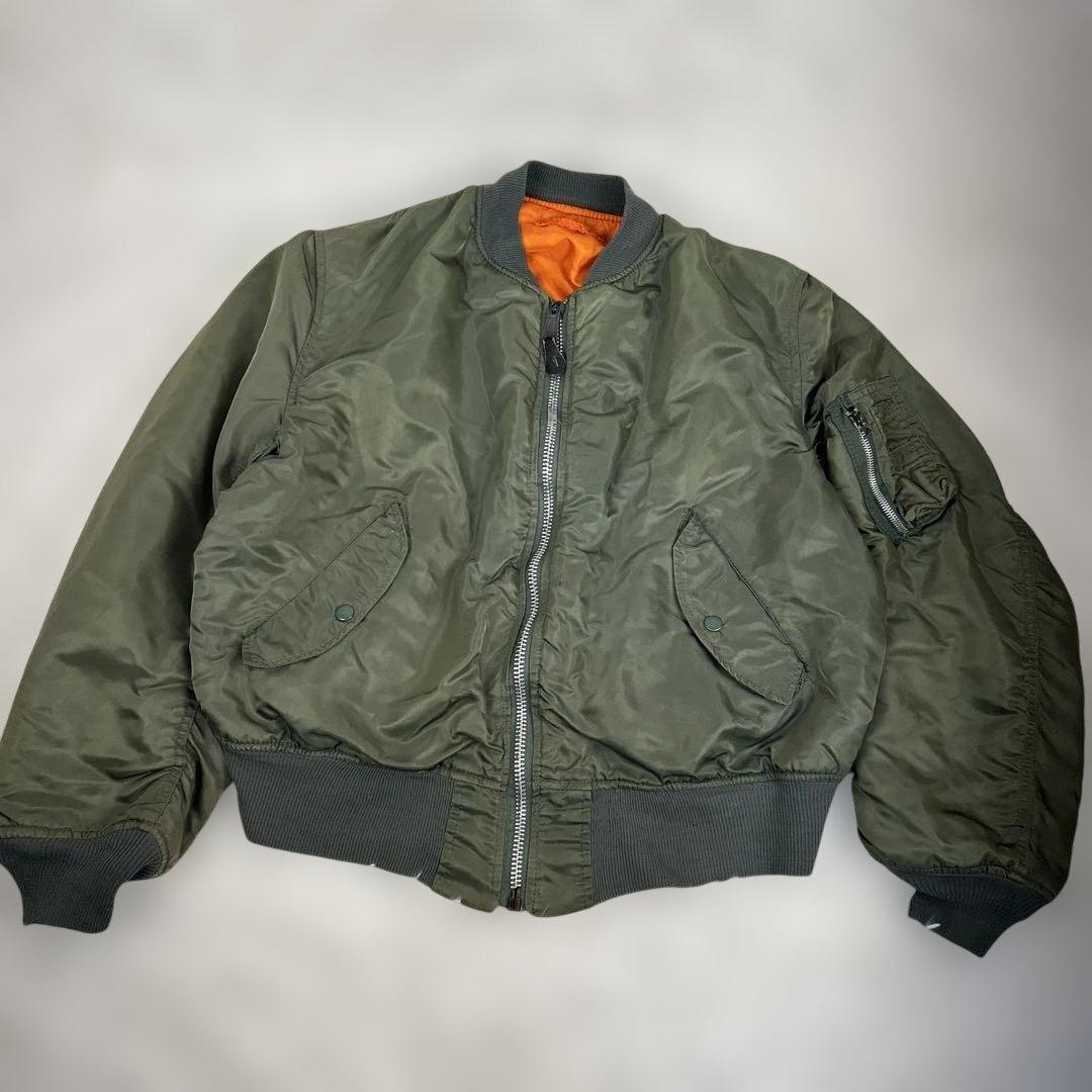 レア 80s USA製 ALPHA MA-1 フライトジャケット 三本線タグ L