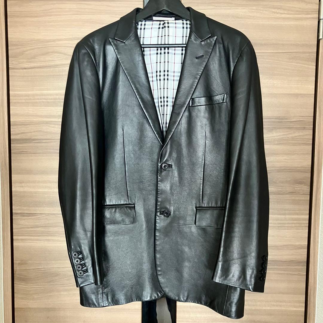 【美品】BURBERRY BLACK LABEL レザー テーラードジャケット