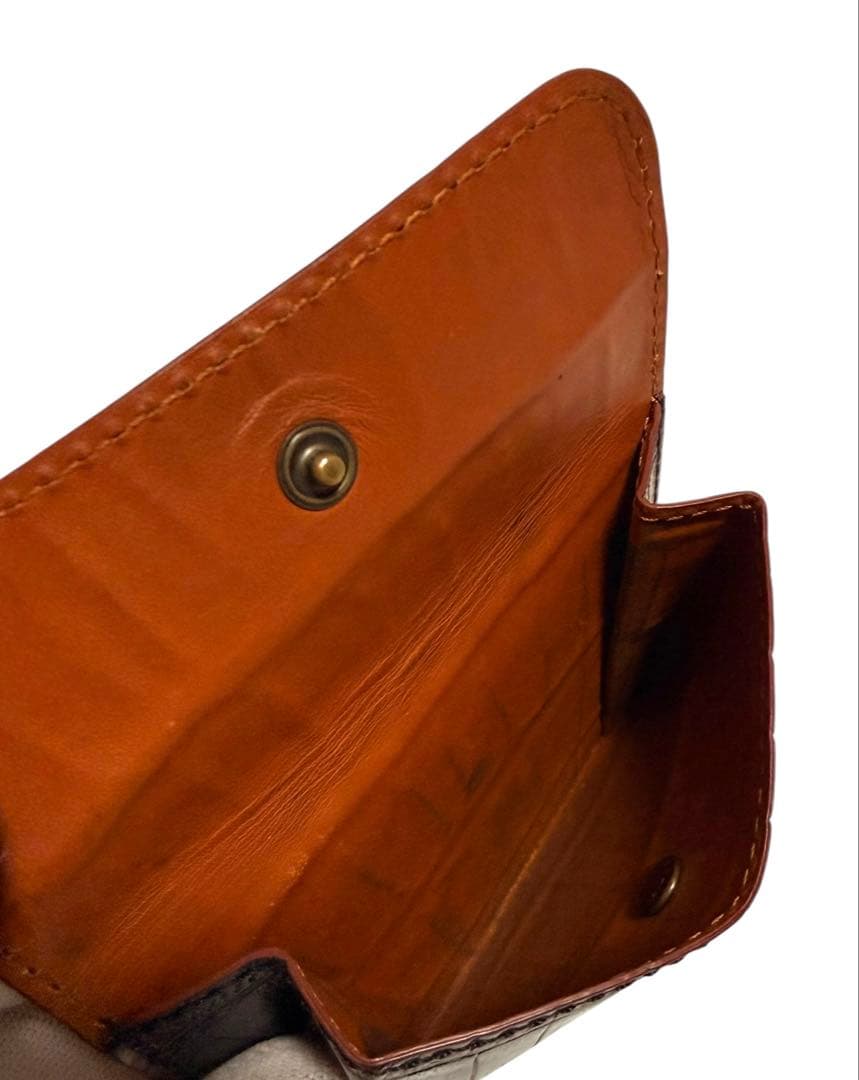 美品☆Felisi 三つ折り財布 レザー クロコ型押し ロゴ刻印 969