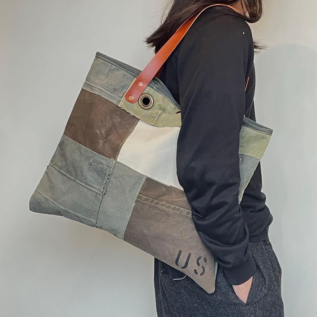 【ビンテージ】トートバッグ　ミリタリー　パッチワーク　アメリカ軍　60s