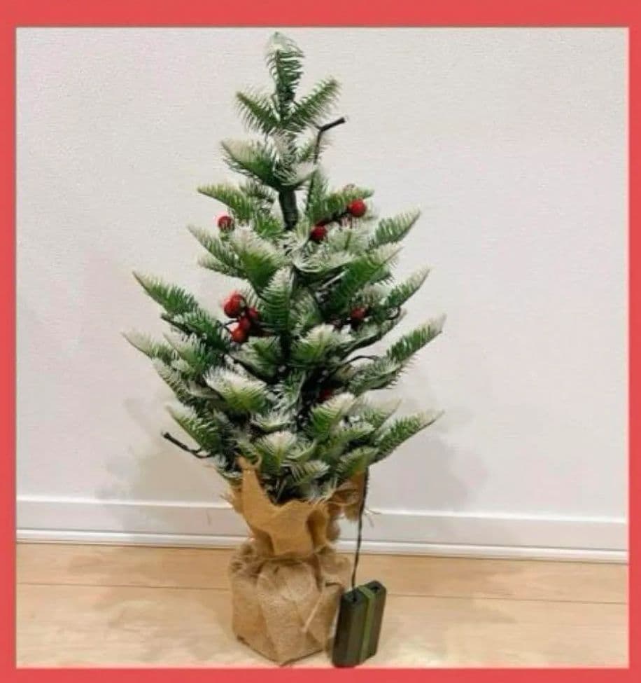 ミニクリスマスツリー 赤い実付き60cmインテリアツリーライト卓上 インテリア