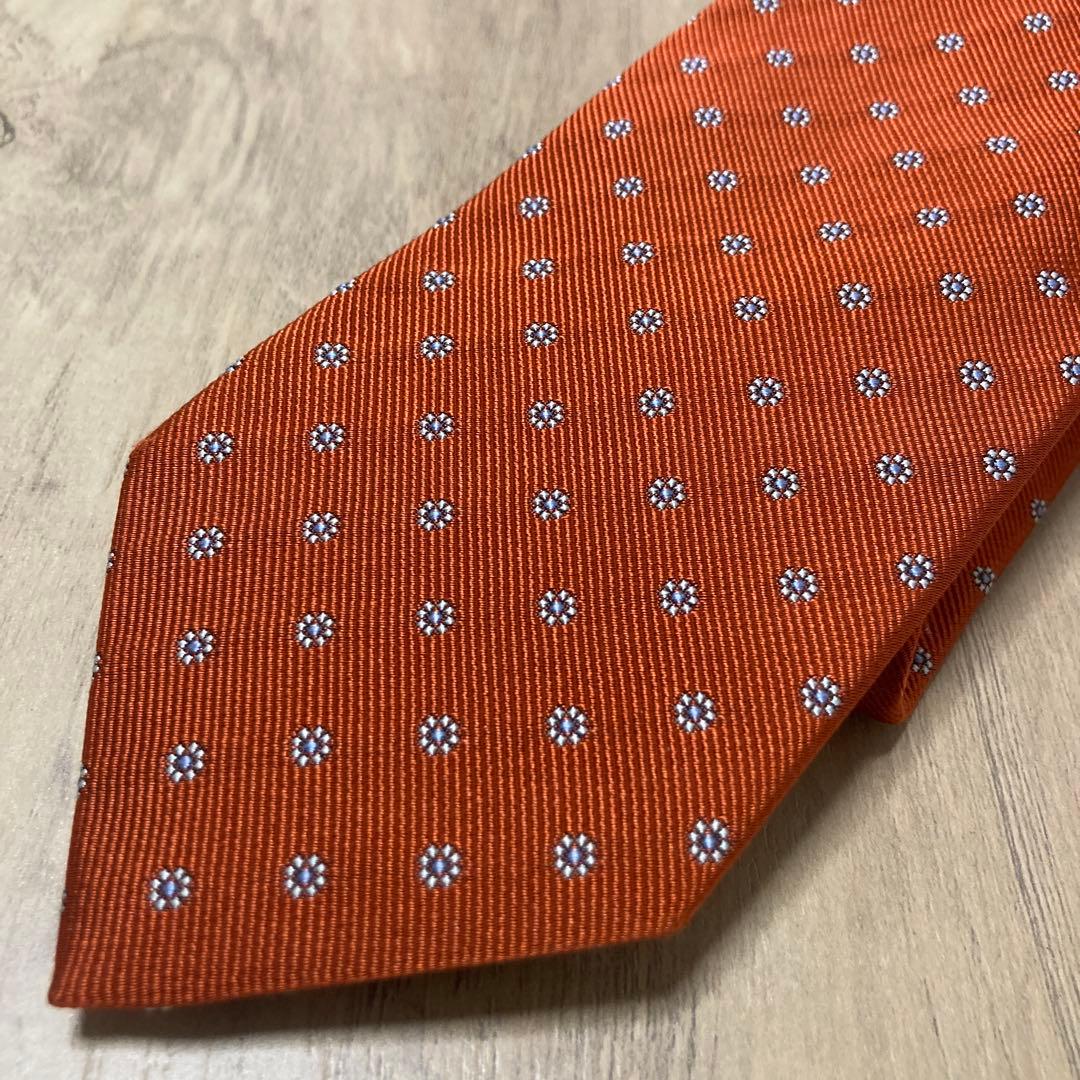 E.MARINELLA マリネッラ ネクタイ オレンジ　花柄 ドット シルク
