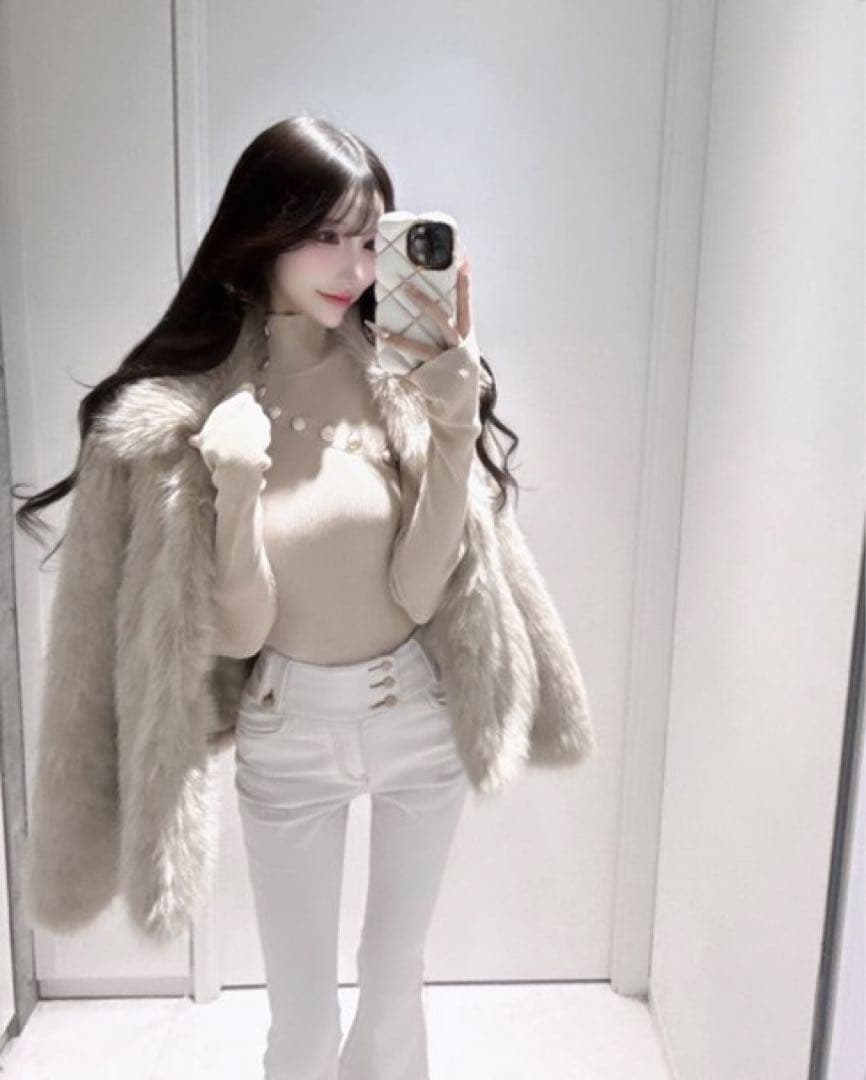 - BELEAR MINI カラーステッチフレアデニム ホワイト 白 -