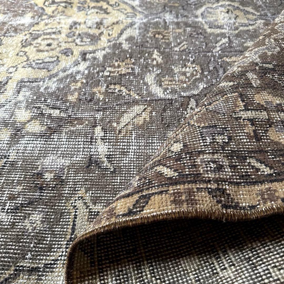 超大判165×286 メダリオン　グレージュ　ボタニカル　トルコヴィンテージラグ