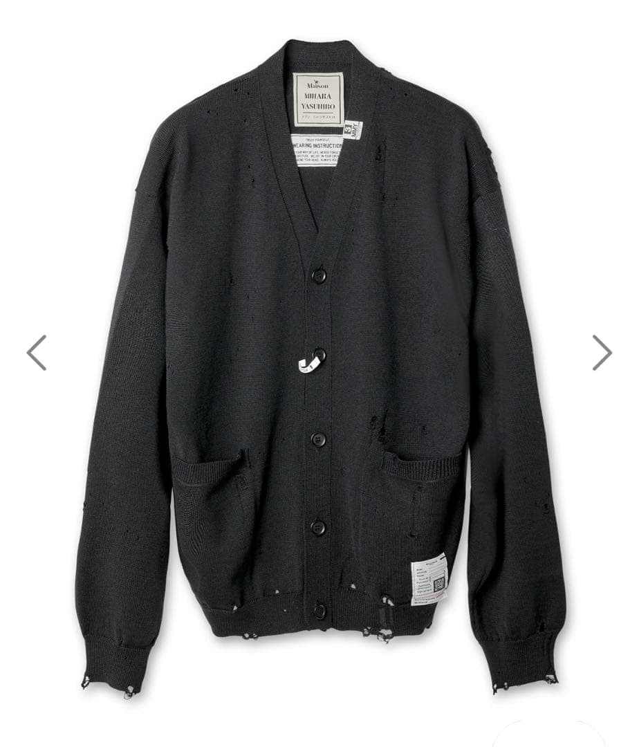 トップス MIHARA YASUHIRO distressed knit cardigan