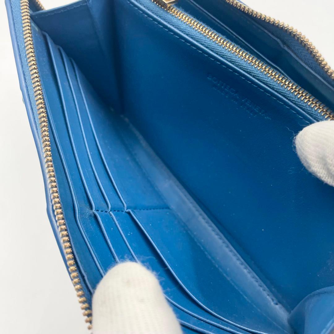 定価14.8万・極美品ボッテガ ヴェネタ カセット ラウンドジップ 長財布ブルー