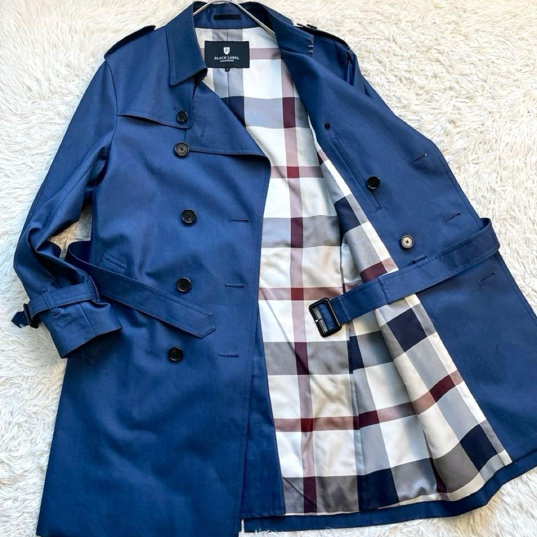 【極美品 XL】ブラックレーベルクレストブリッジ トレンチコート ベルト 青