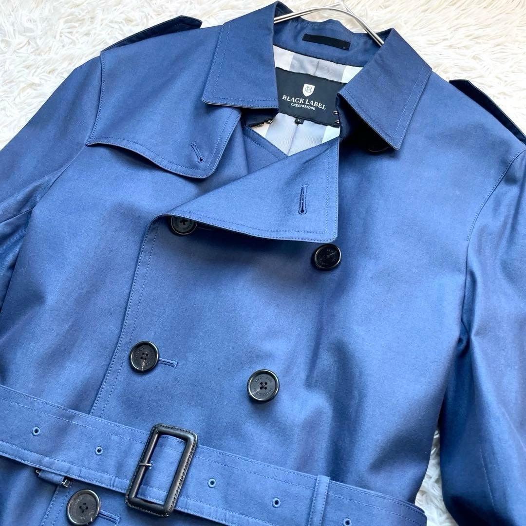 【極美品 XL】ブラックレーベルクレストブリッジ トレンチコート ベルト 青