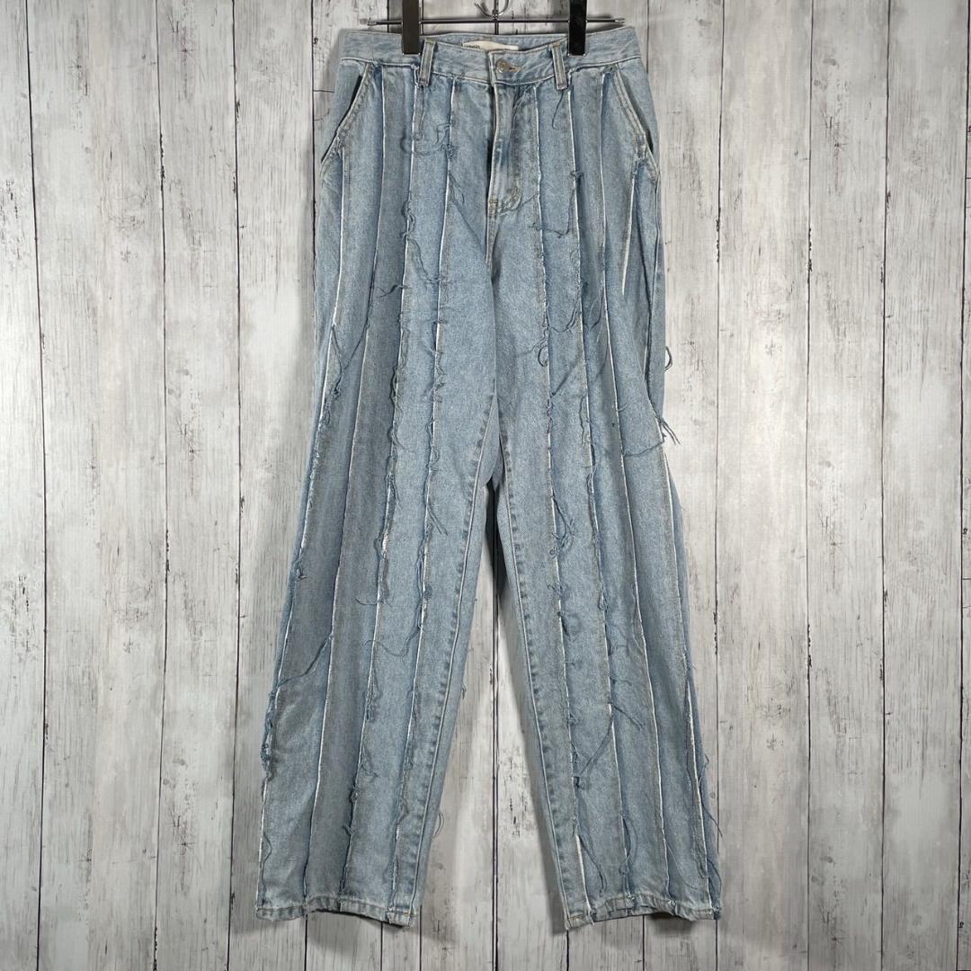 Matin Kim マーティンキム デニムパンツ フリンジ S ライトブルー