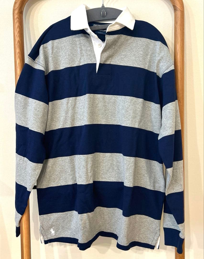 ラルフローレン　ビッグ フィット ストライプド ジャージー ラグビー シャツ