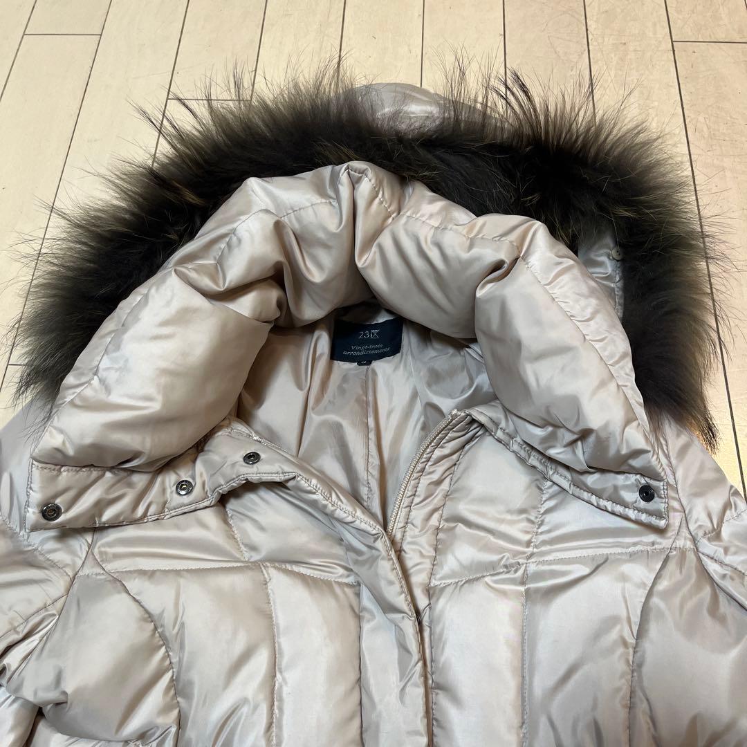 23区　ファー付きベージュダウンジャケット
