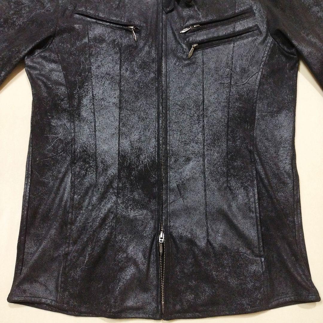 トルネードマート　マイクロフェイクスエードライダースジャケット　ムラ加工　黒　L