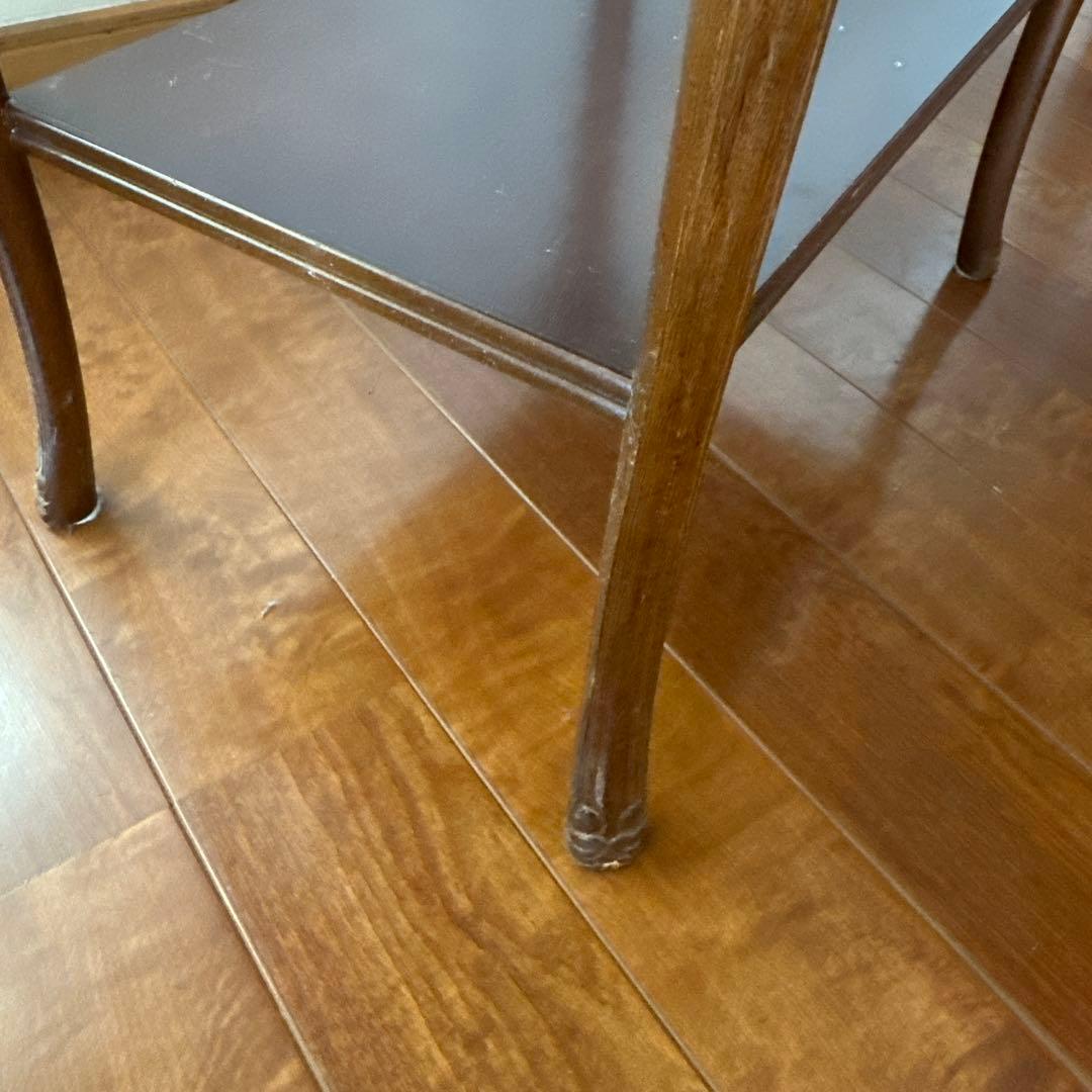 象嵌♦︎木製花柄装飾2段サイドテーブル♦︎電話FAX台♦︎コンソールテーブル