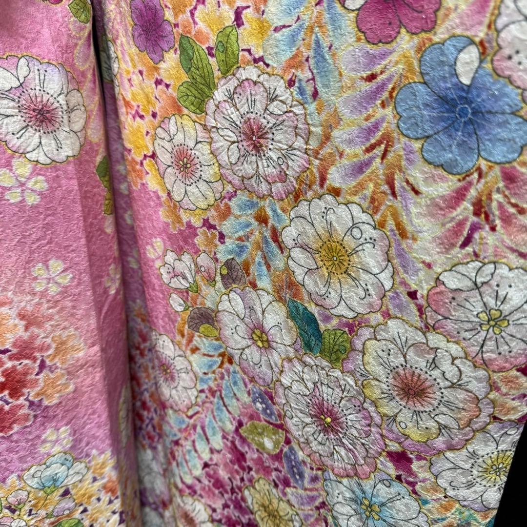 美品　辻ヶ花　地紋　花絞り　ガード加工　ぼかし　振袖　※振袖・パール重ね衿のみ