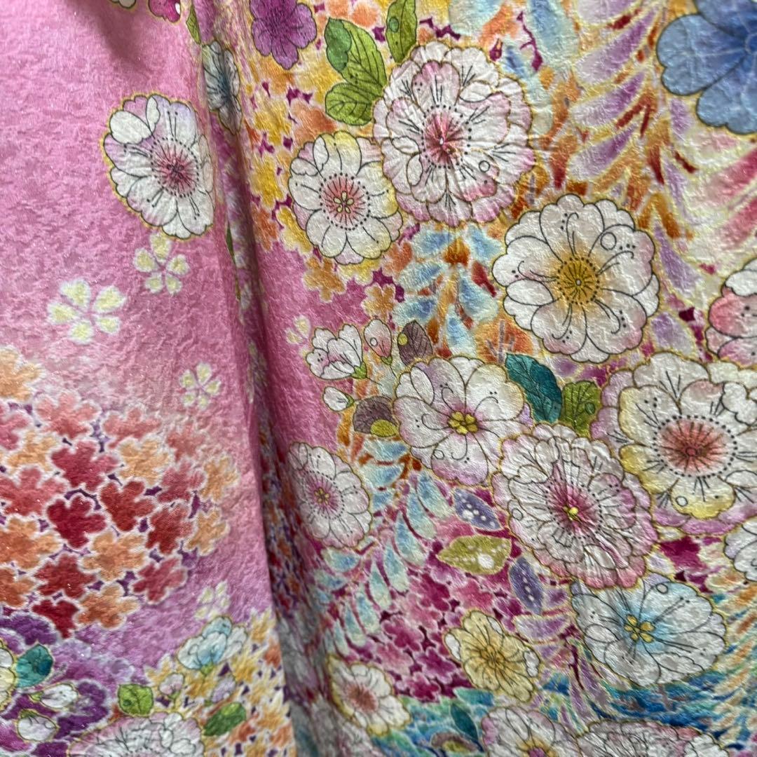 美品　辻ヶ花　地紋　花絞り　ガード加工　ぼかし　振袖　※振袖・パール重ね衿のみ