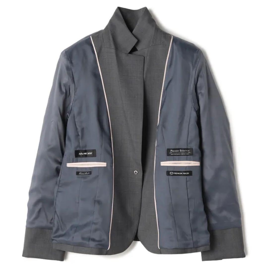 洗える360°キレイスーツ グレーピンドットテーラードジャケット パンツ