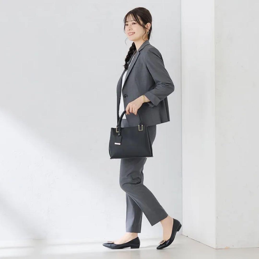 洗える360°キレイスーツ グレーピンドットテーラードジャケット パンツ