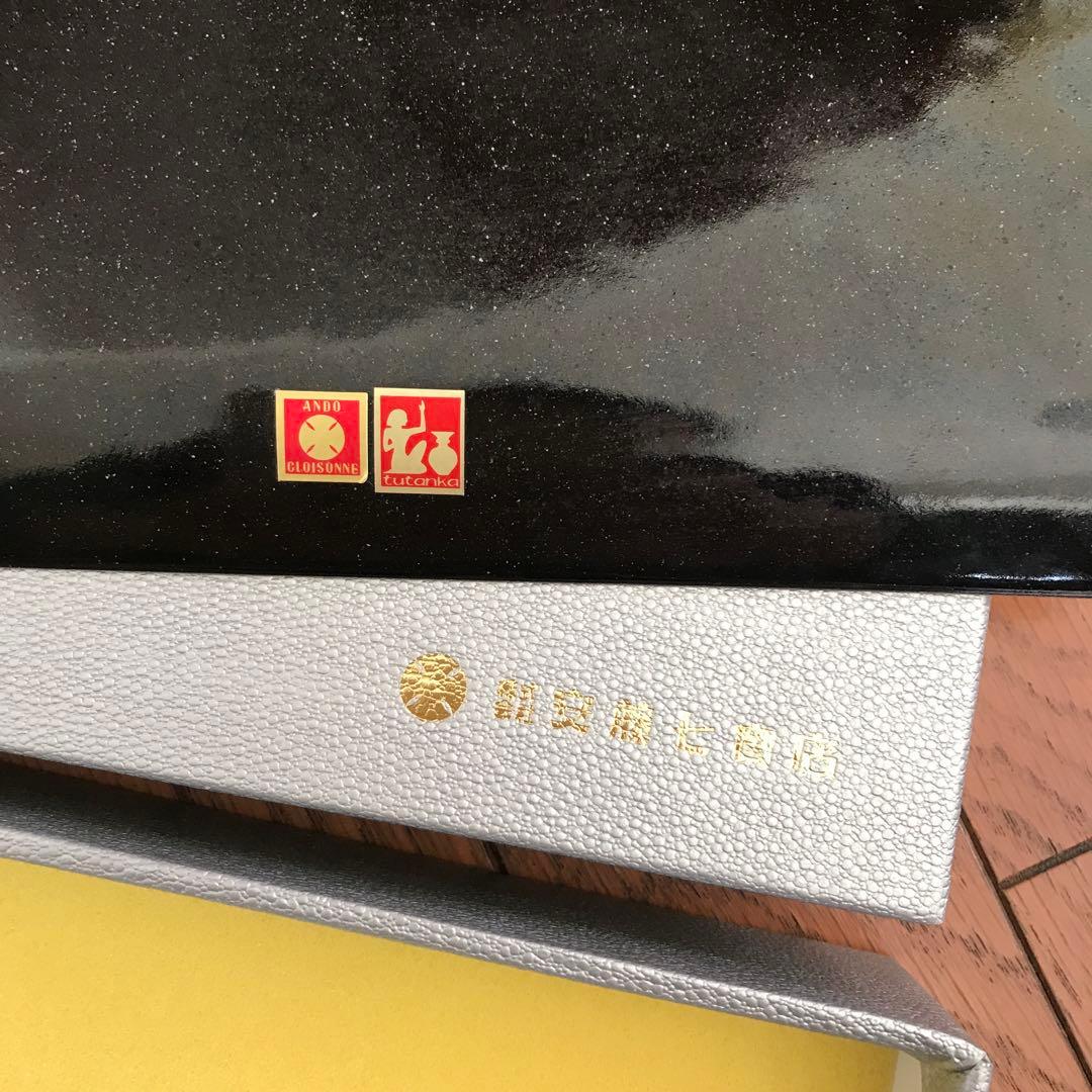 七寶焼　バラの絵柄 陶磁器皿 専用箱付き