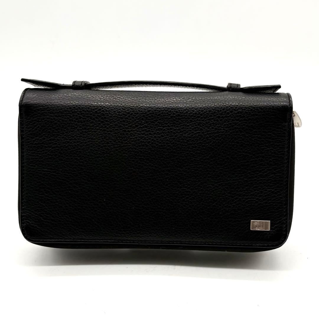 【極美品】ダンヒル オーガナイザー 長財布 ダブルジップ レザー ブラック