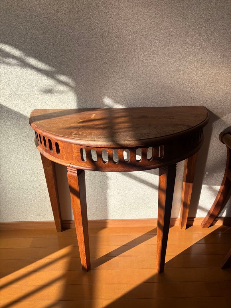 木製 半月形 サイドテーブル