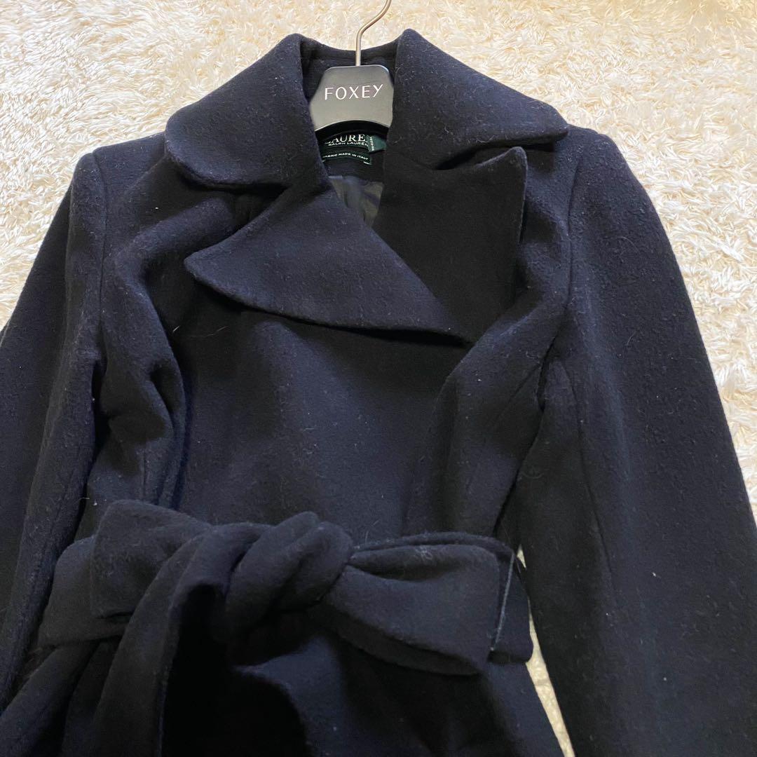 ローレンラルフローレン　ガウンコート　ロング　カシミヤ　ウール　リボンベルト