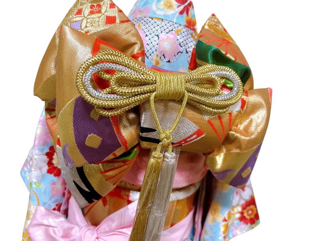 人気の水色♡七五三　7歳　フルセット　一式　総柄　ゴールド