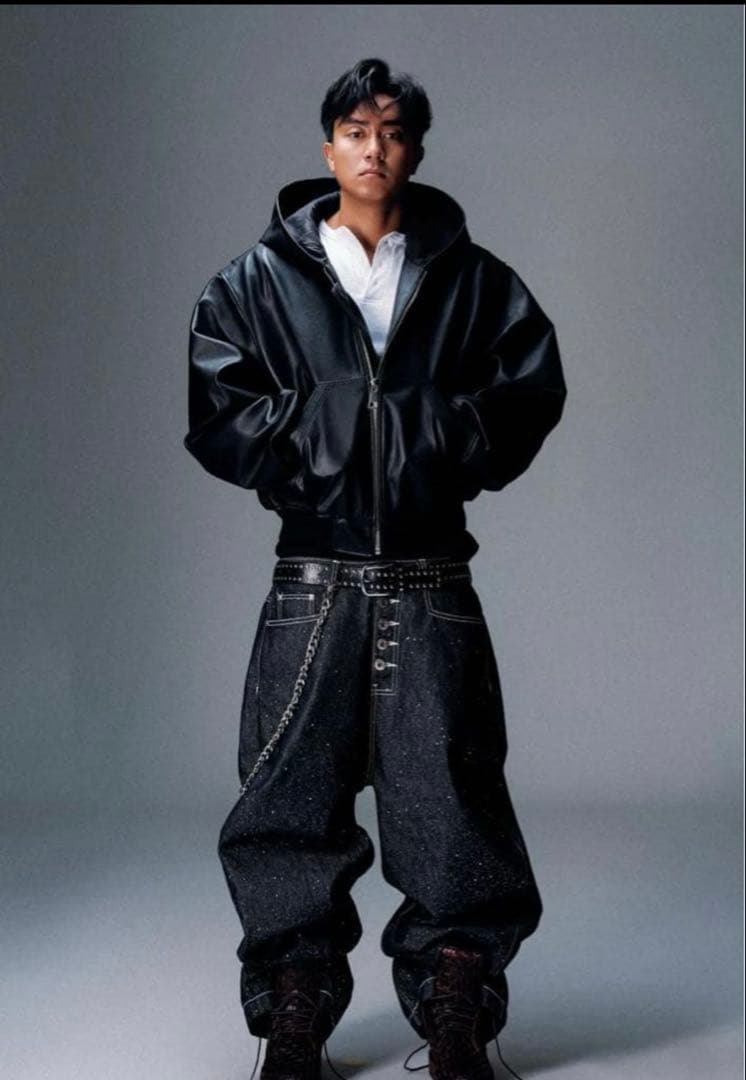 Bevis studio ブリンブリン ダークグレー ワイドデニムパンツブラック