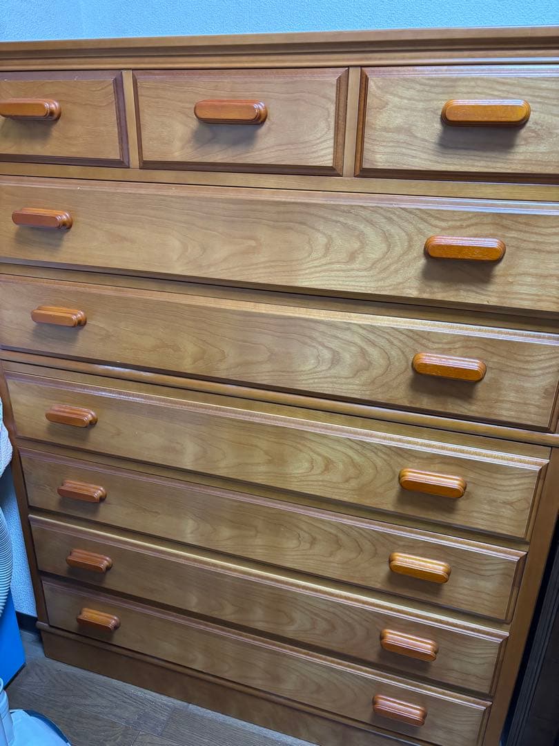 木目調 8段引き出しチェスト