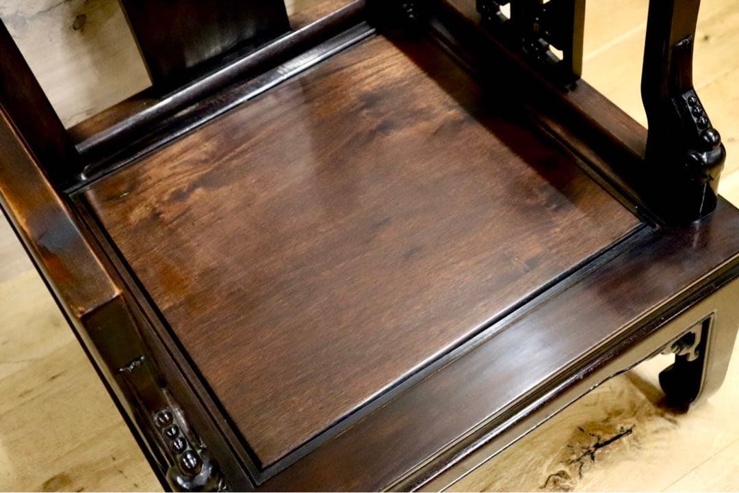 GMHS297N○中国美術 唐木家具 アームチェア 椅子 無垢材