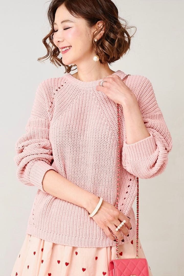 新品未使用OBLI コットンニットピンクセーター