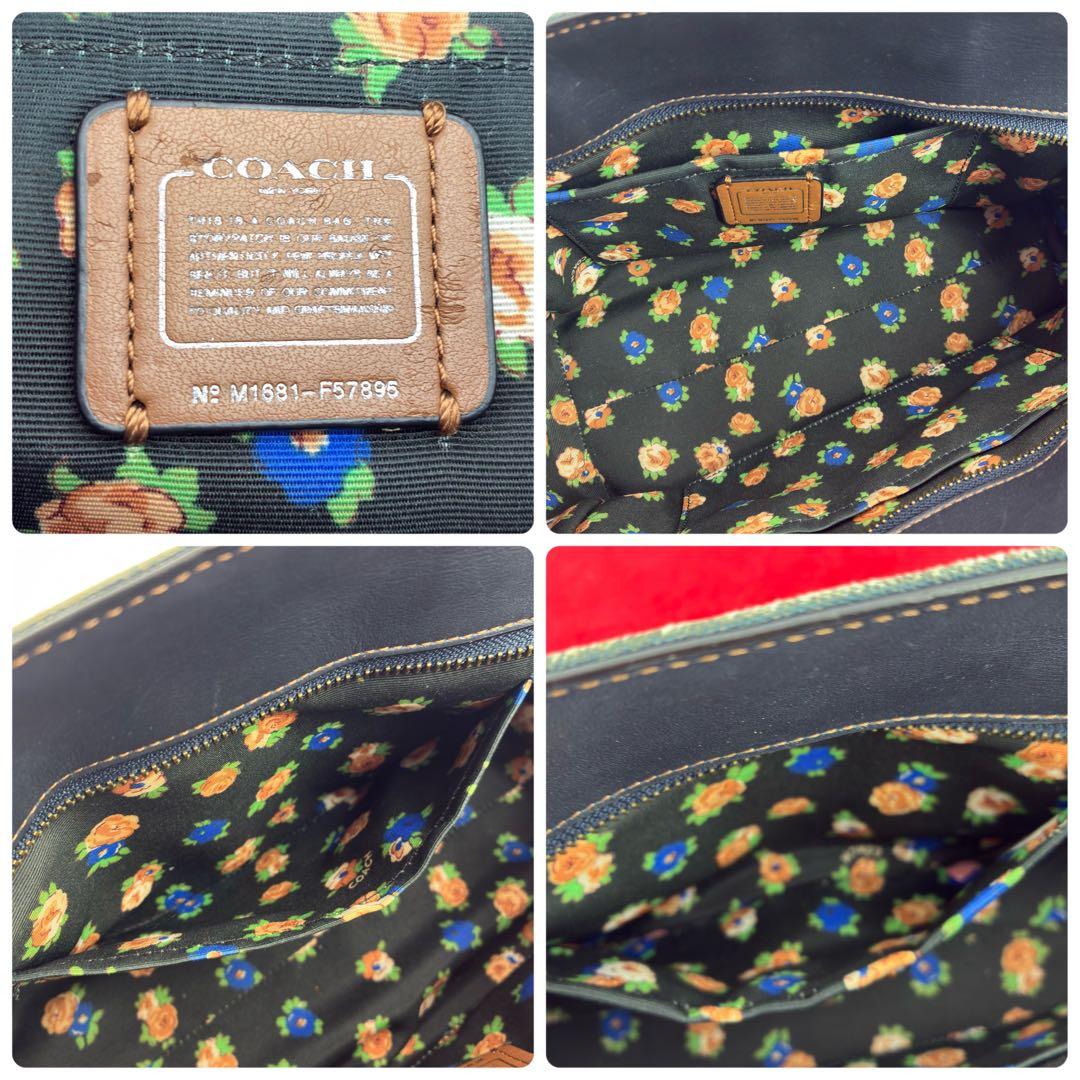 コーチ デニム スワッガー 2way ハンドバッグ ショルダーバッグ 花柄