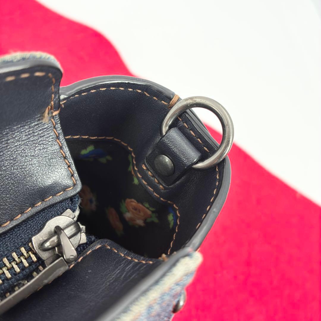 コーチ デニム スワッガー 2way ハンドバッグ ショルダーバッグ 花柄