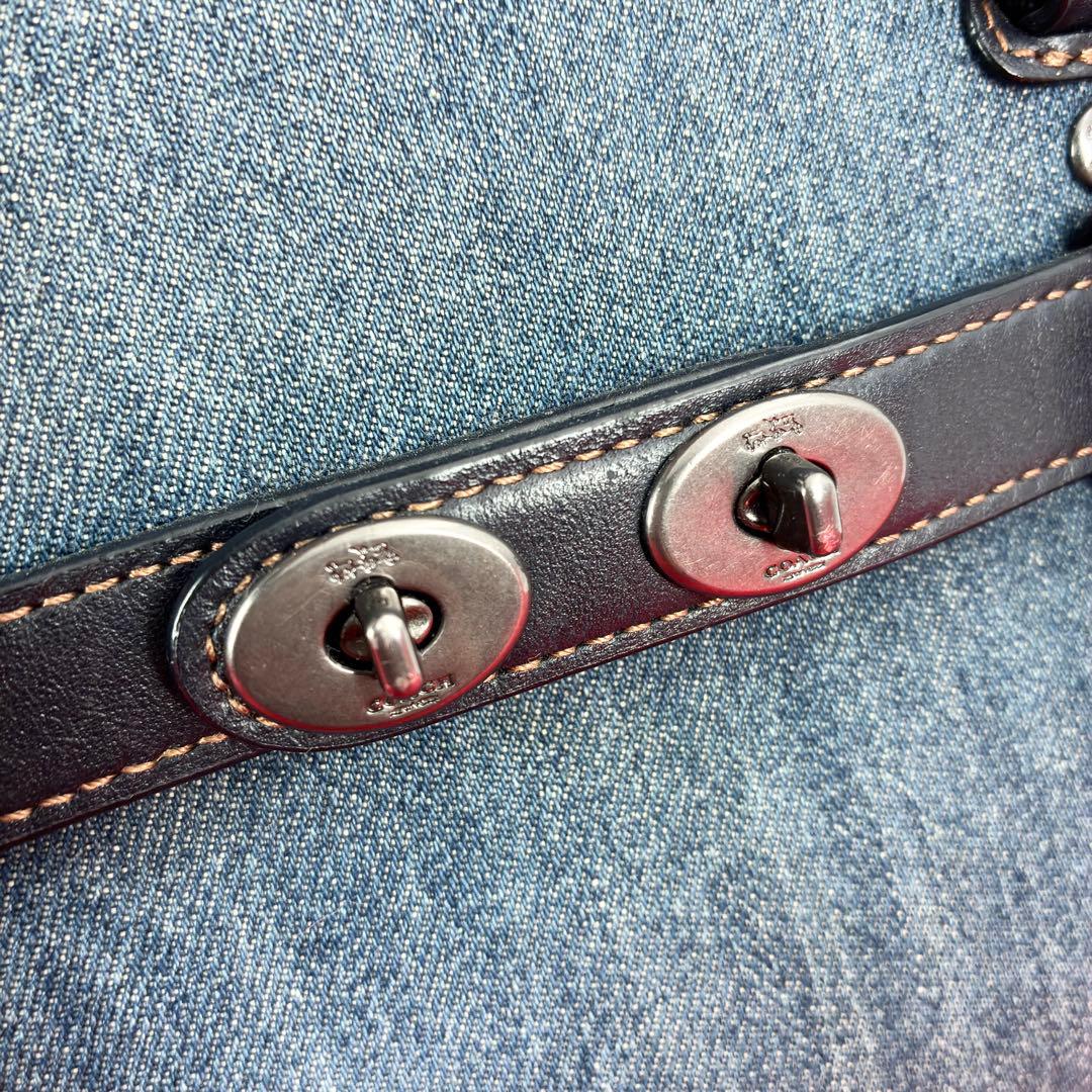 コーチ デニム スワッガー 2way ハンドバッグ ショルダーバッグ 花柄