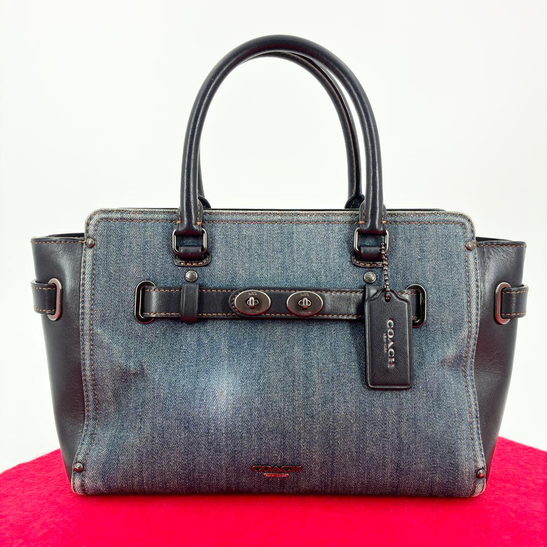 コーチ デニム スワッガー 2way ハンドバッグ ショルダーバッグ 花柄