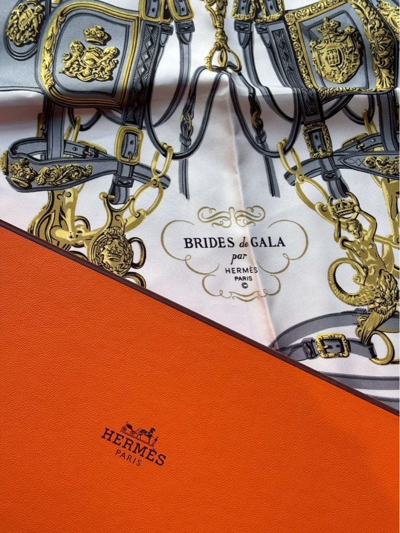 【極美品】HERMESカレBRIDESde GALA シルクスカーフ 水色