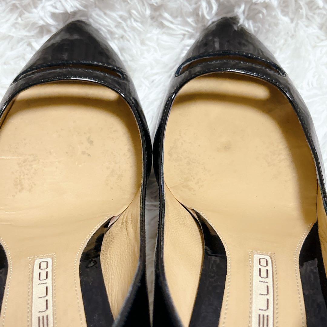 ペリーコ アネッリ エナメルパンプス ブラック 37 ポインテッドトゥ