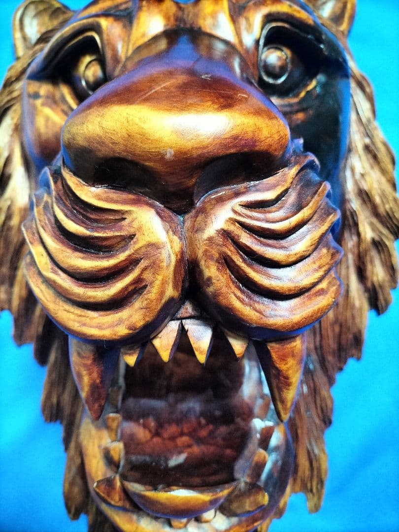 ライオン木彫り　アニマルヘッド　壁掛け最終値下げ