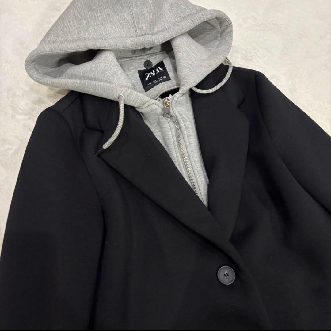 完売品 ZARA デタッチャブルフード コントラストコート　Sサイズ