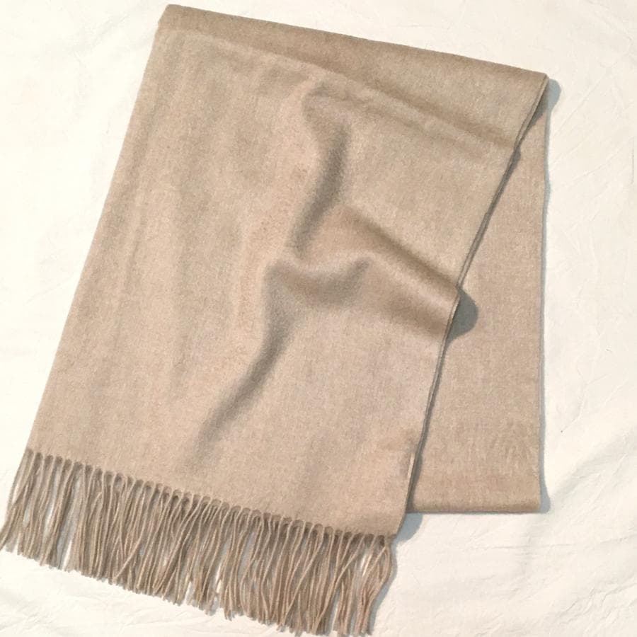 残り僅か値下70㎝×200超大判無染色 100%カシミヤストールマフラーBG新品