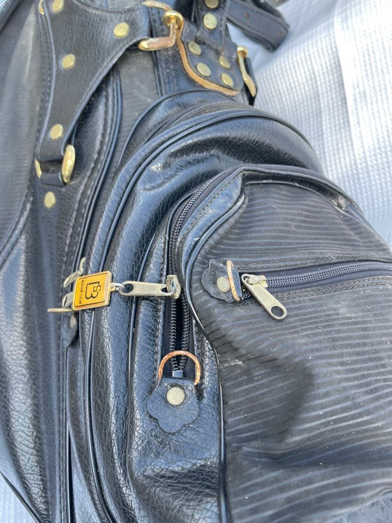 黒 合成皮革 スタンドゴルフバッグ