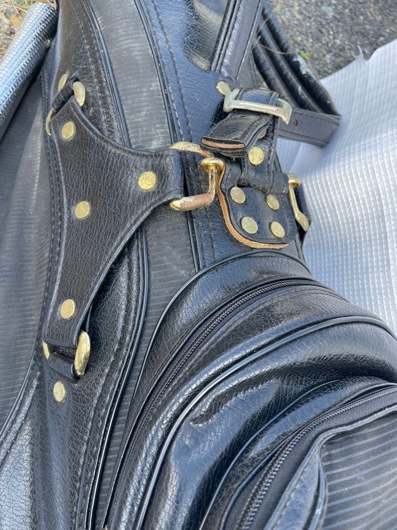 黒 合成皮革 スタンドゴルフバッグ