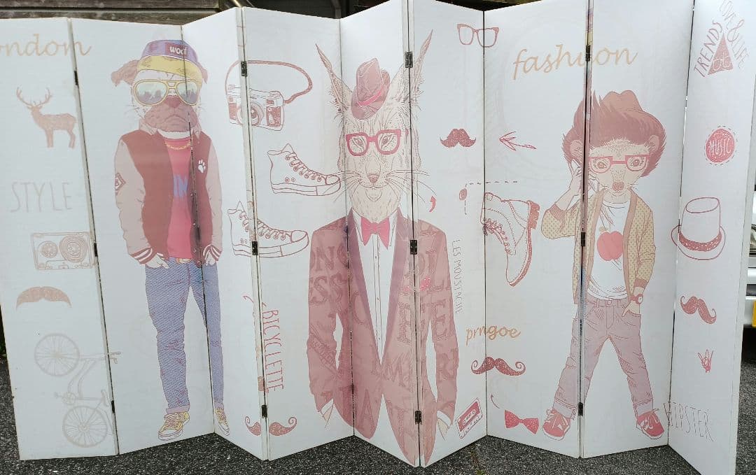 ファッションイラスト パーテーション 衝立 高さ約180cm　幅約350㎝