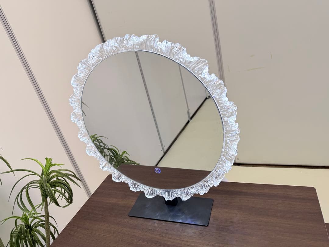 鏡台 ドレッサー おしゃれ 北欧風｜LEDライト付きミラー＆スツールセット伸縮式