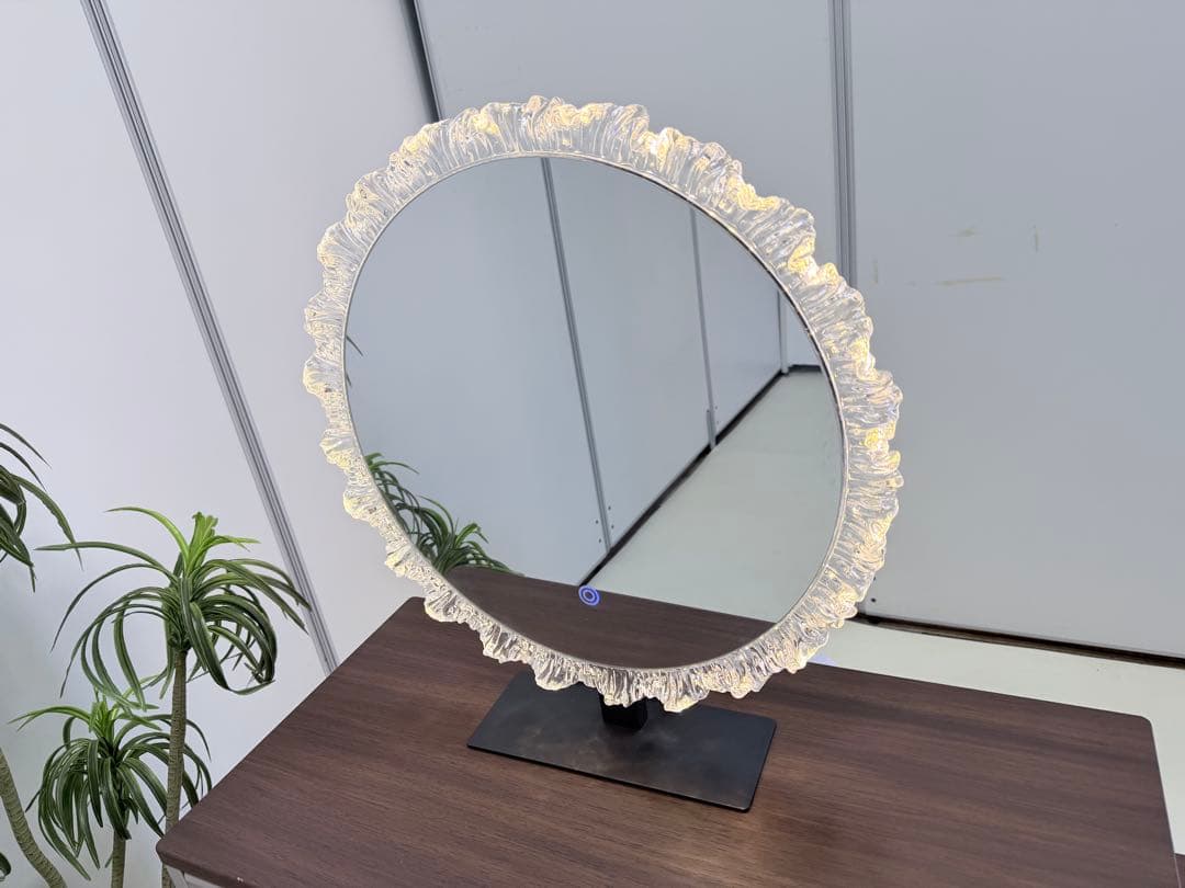 鏡台 ドレッサー おしゃれ 北欧風｜LEDライト付きミラー＆スツールセット伸縮式