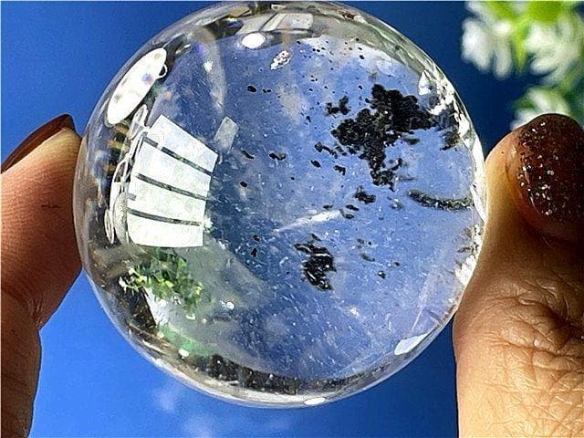 AAA級★天然レインボー水晶丸玉B88B1/198B06C