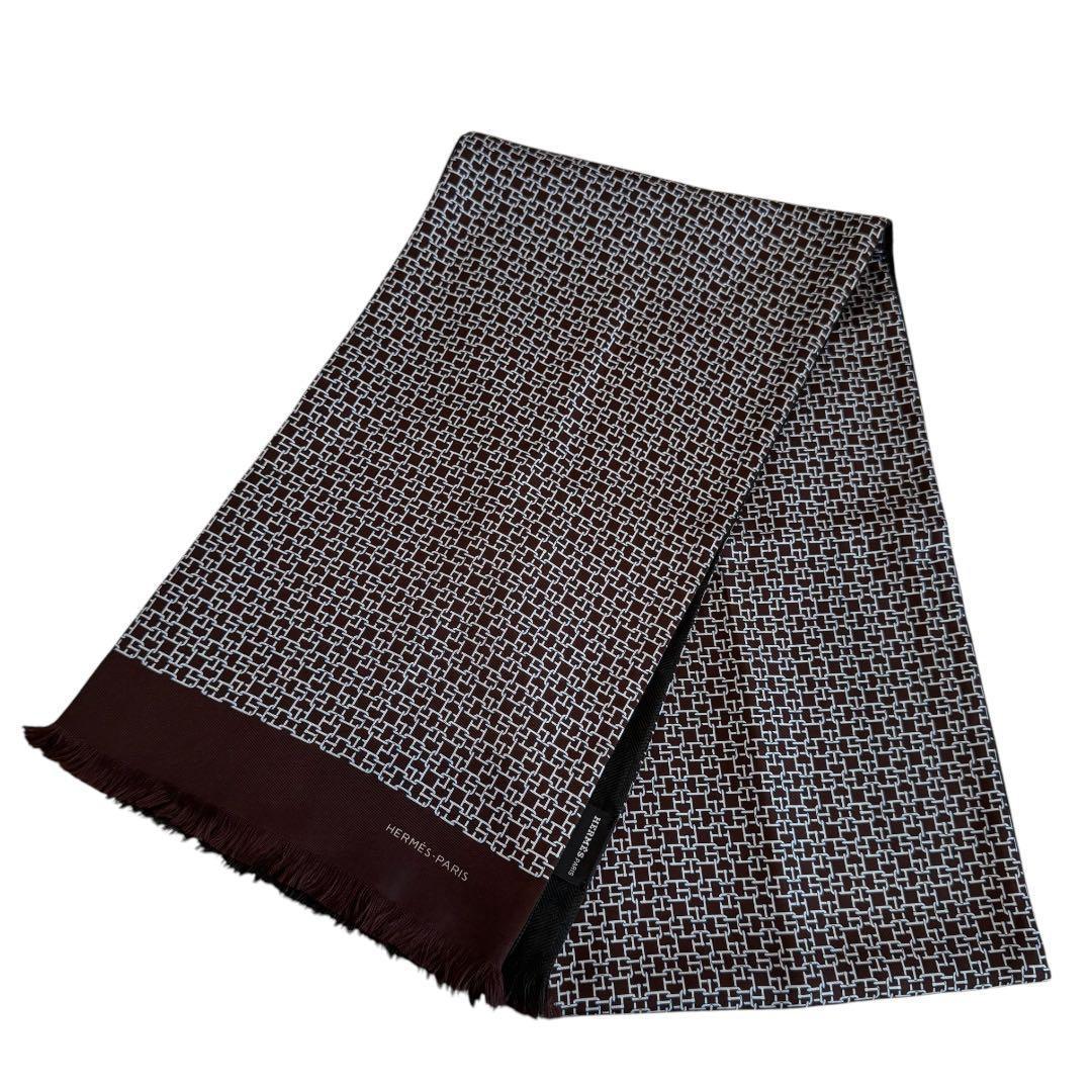 美品✨HERMES マフラー シルク カシミヤ混　リバーシブル