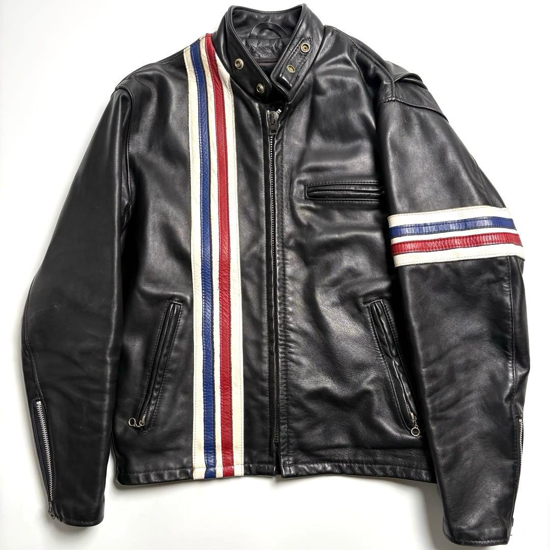 【米国製】Schott レザー ライダースジャケット 黒 40 馬革 671H