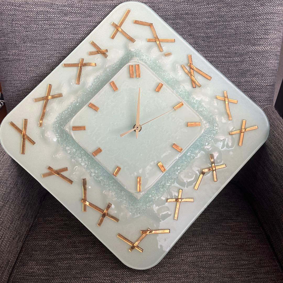 ベネチアングラス掛け時計　イタリア製　動作確認済